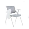Foldable Study Chair with Tilting Backrest – High-Density Foam Seat, Adjustable Armrests, PU Wheels, White Iron Frame