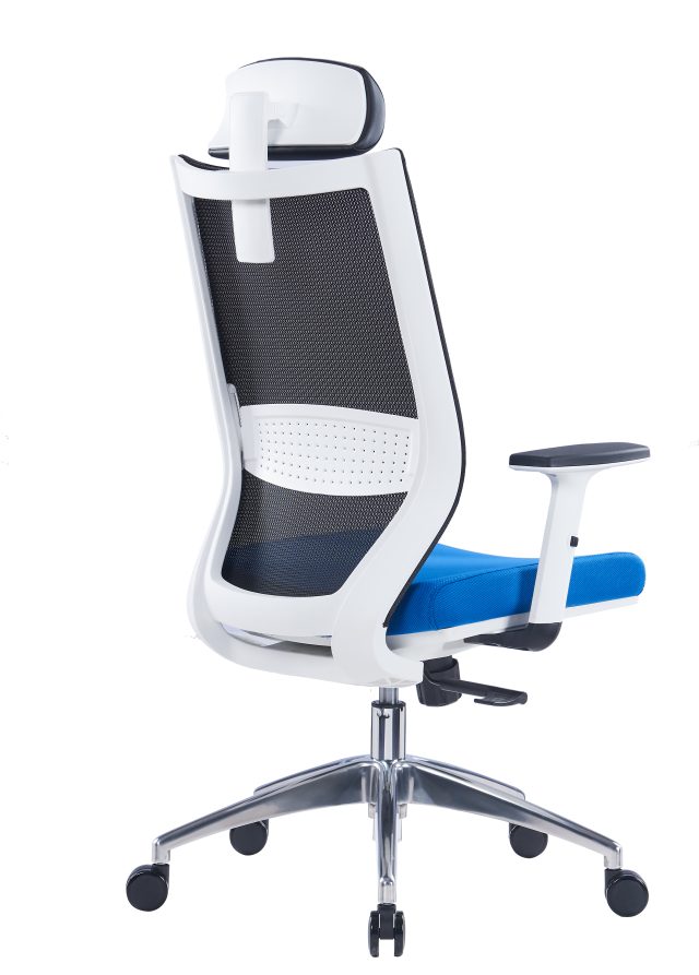 Office Mesh Chair with Adjustable Headrest & Lumbar Support| Black, Blue