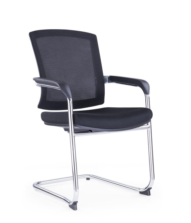 Black Visitor Chair – Nylon Glass Fiber Frame, PP Armrests & Chrome Legs