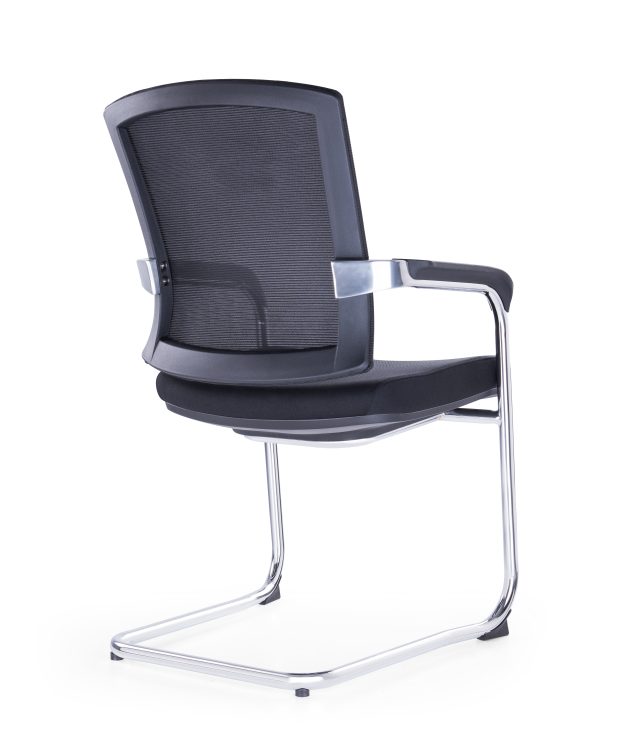 Black Visitor Chair – Nylon Glass Fiber Frame, PP Armrests & Chrome Legs