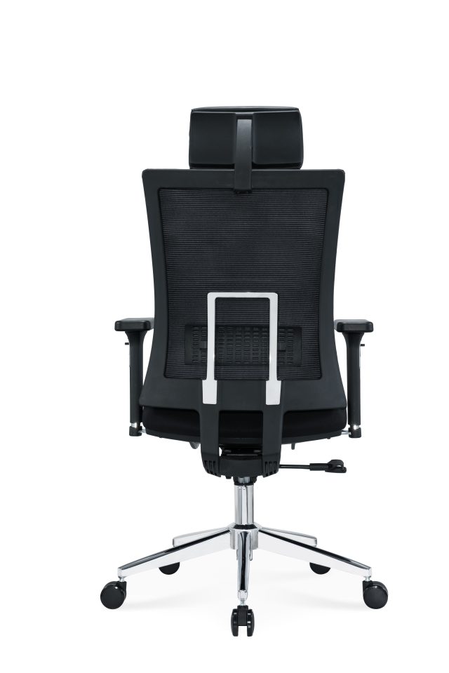 Black Mesh Office Chair with Adjustable Armrests and Lumbar Support | Chrome lumbar Support | Adjustable Headrest(High back)