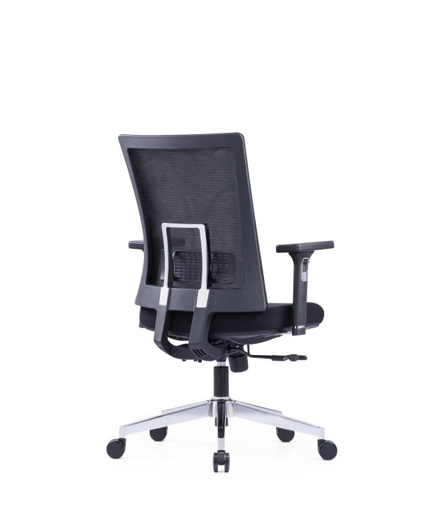 Black Mesh Office Chair with Adjustable Armrests and Lumbar Support | Chrome lumbar Support | Adjustable Headrest(High back)