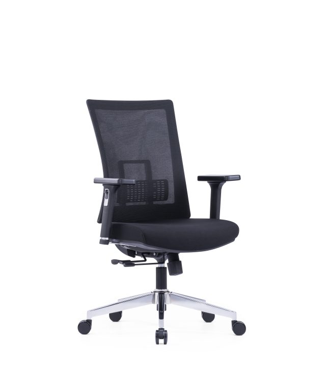 Black Mesh Office Chair with Adjustable Armrests and Lumbar Support | Chrome lumbar Support | Adjustable Headrest(High back)