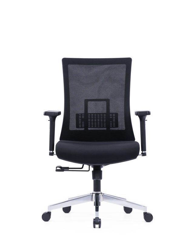 Black Mesh Office Chair with Adjustable Armrests and Lumbar Support | Chrome lumbar Support | Adjustable Headrest(High back)