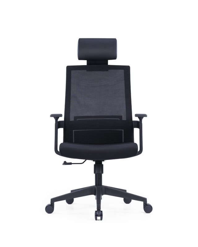 Black Mesh Office Chair with Adjustable Headrest(High Back) & Lumbar Support