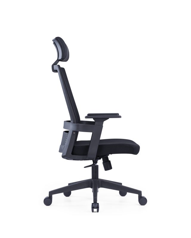 Black Mesh Office Chair with Adjustable Headrest(High Back) & Lumbar Support