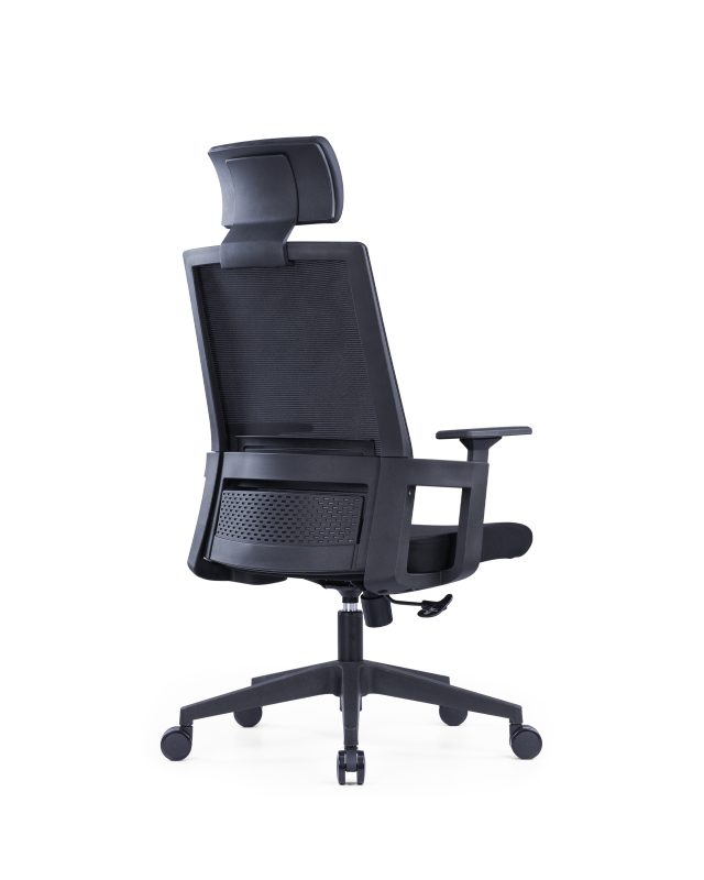 Black Mesh Office Chair with Adjustable Headrest(High Back) & Lumbar Support