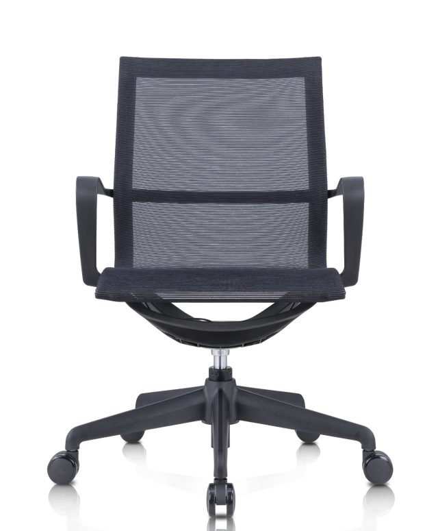 Ergonomic Office Chair with Seat-Back Linked Fixed Armrests – Black & Grey