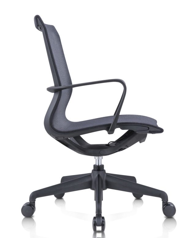 Ergonomic Office Chair with Seat-Back Linked Fixed Armrests – Black & Grey