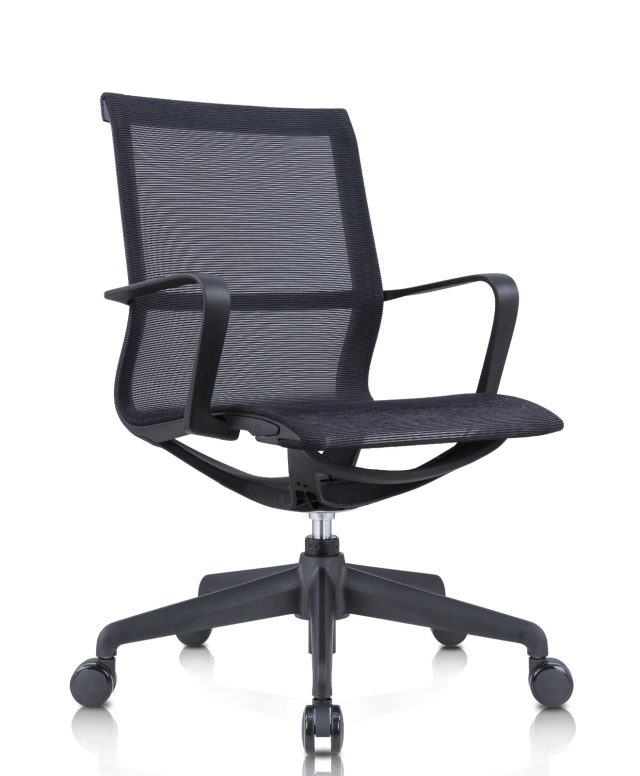 Ergonomic Office Chair with Seat-Back Linked Fixed Armrests – Black & Grey