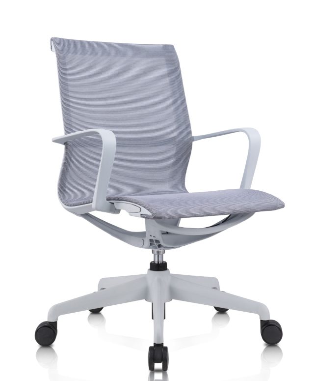 Ergonomic Office Chair with Seat-Back Linked Fixed Armrests – Black & Grey