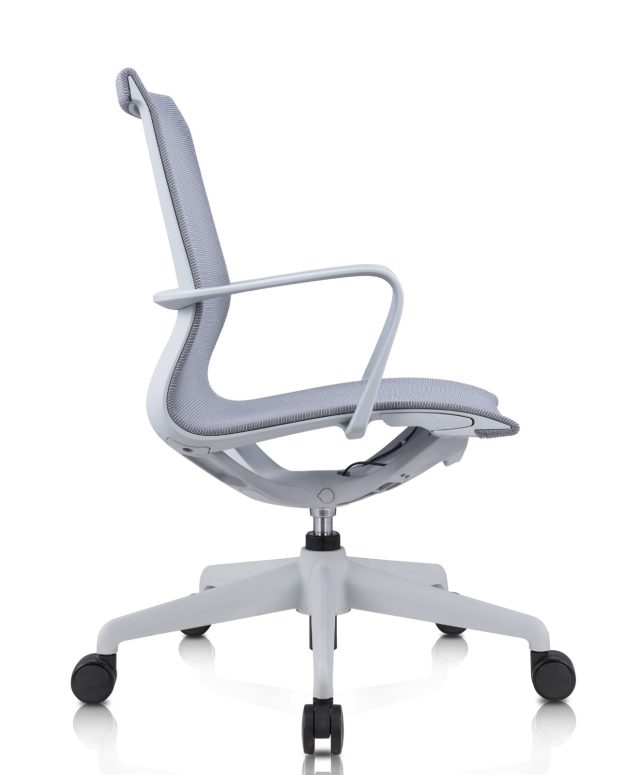 Ergonomic Office Chair with Seat-Back Linked Fixed Armrests – Black & Grey