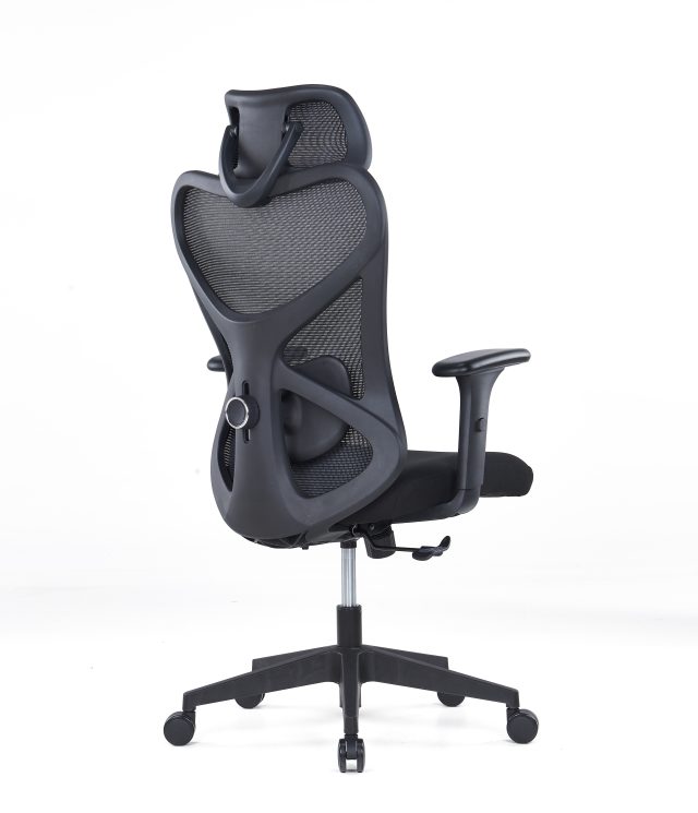 Modern Ergonomic Office Chair – Black Frame, PU Armrests & Adjustable Tension