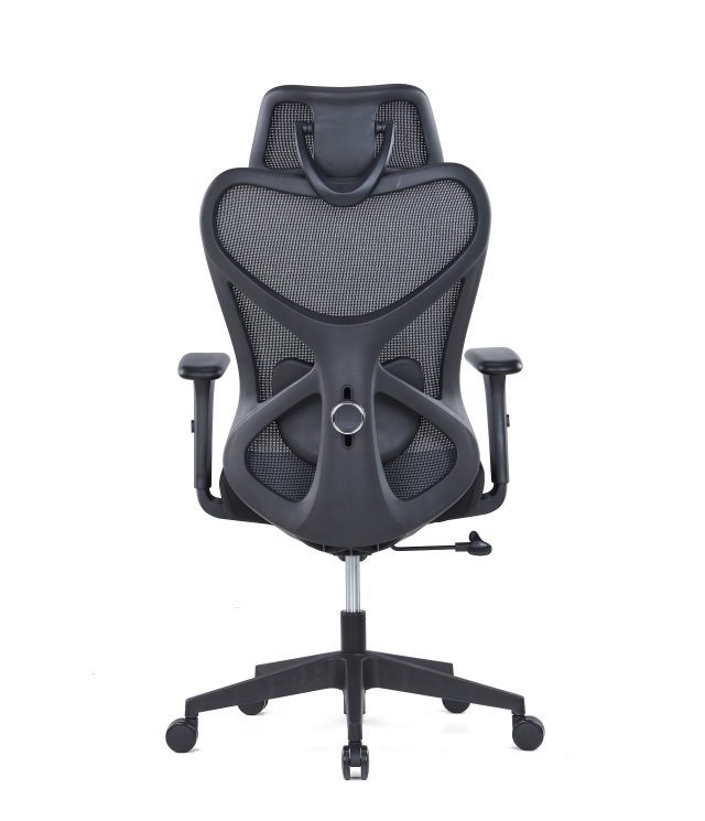 Modern Ergonomic Office Chair – Black Frame, PU Armrests & Adjustable Tension