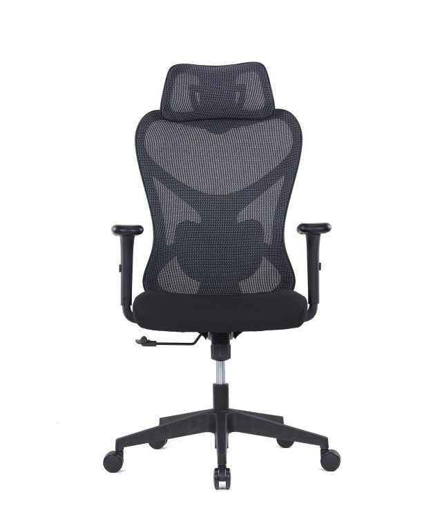 Modern Ergonomic Office Chair – Black Frame, PU Armrests & Adjustable Tension