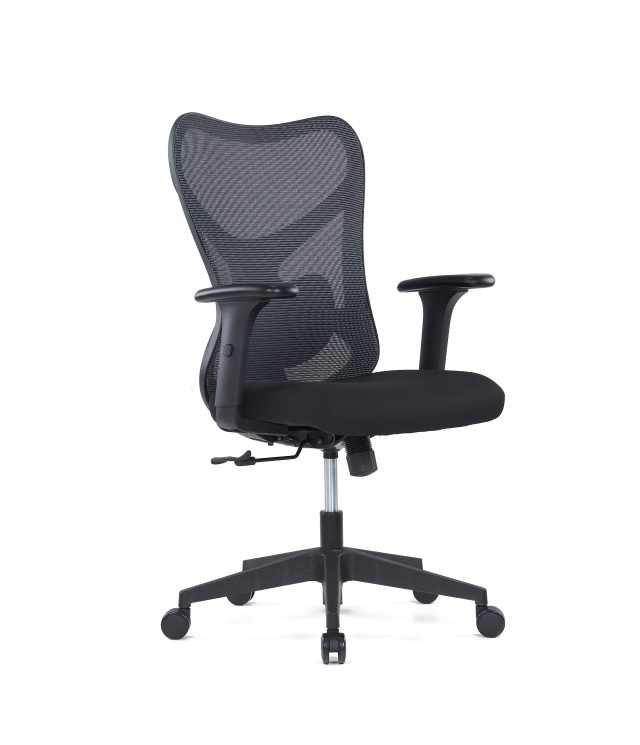 Modern Ergonomic Office Chair – Black Frame, PU Armrests & Adjustable Tension