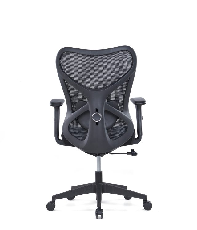 Modern Ergonomic Office Chair – Black Frame, PU Armrests & Adjustable Tension