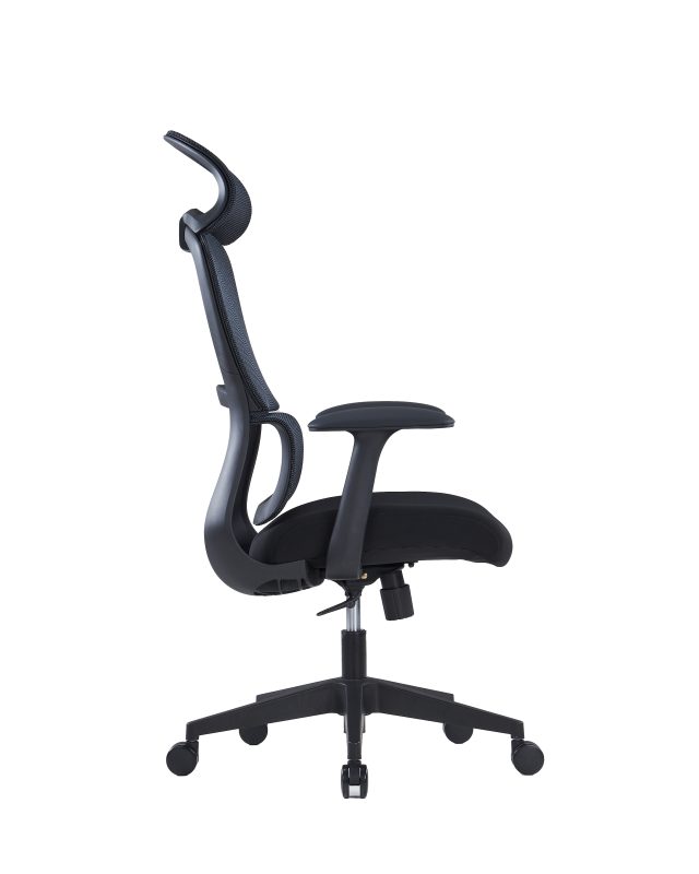 High-Back Executive Office Chair – Fixed Mesh Headrest, PU Armrests & Molded Foam Seat