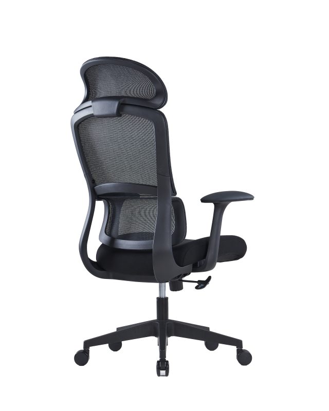 High-Back Executive Office Chair – Fixed Mesh Headrest, PU Armrests & Molded Foam Seat