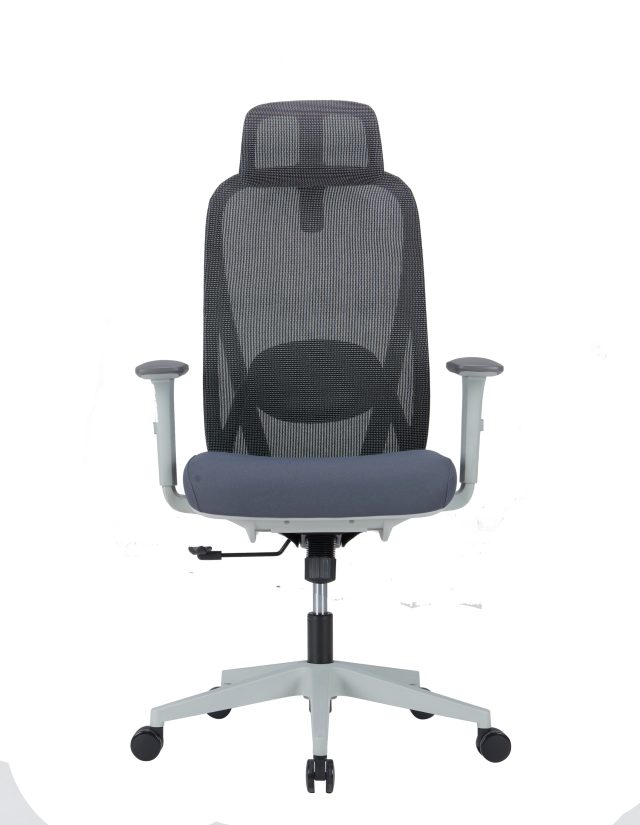 White Office Chair with Lumbar Support – Adjustable Headrest, Lumbar Support & Synchro Tilt