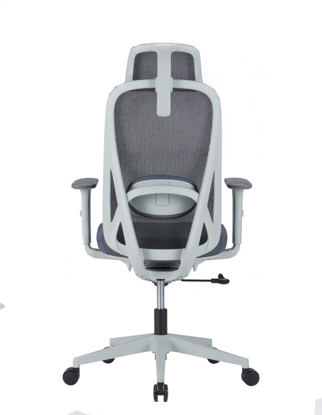 White Office Chair with Lumbar Support – Adjustable Headrest, Lumbar Support & Synchro Tilt