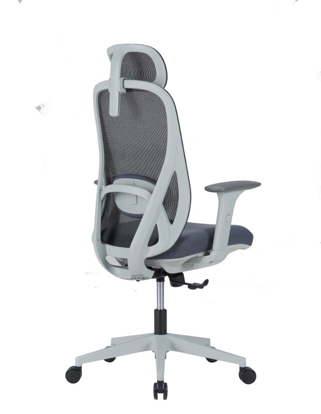 White Office Chair with Lumbar Support – Adjustable Headrest, Lumbar Support & Synchro Tilt