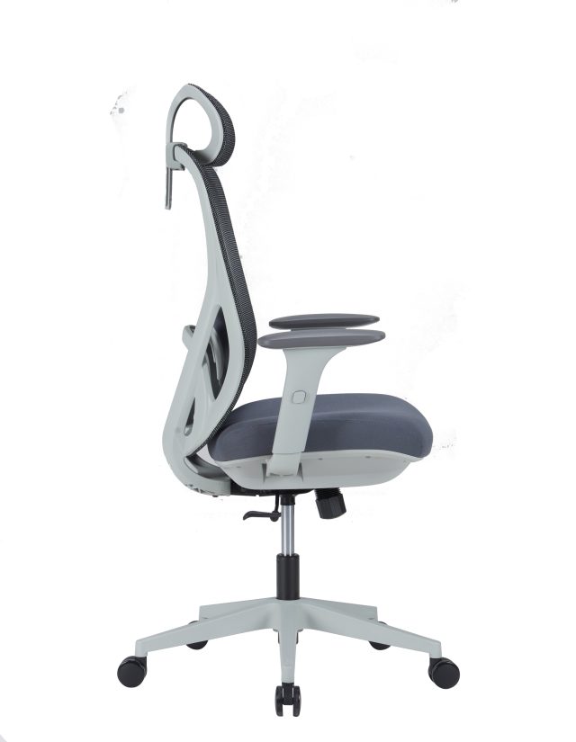 White Office Chair with Lumbar Support – Adjustable Headrest, Lumbar Support & Synchro Tilt