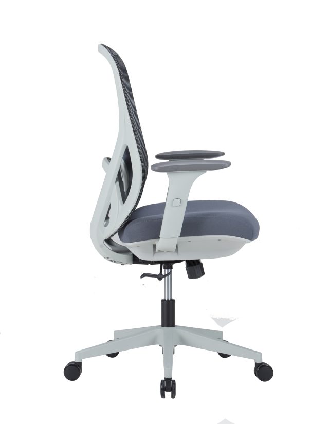 White Office Chair with Lumbar Support – Adjustable Headrest, Lumbar Support & Synchro Tilt