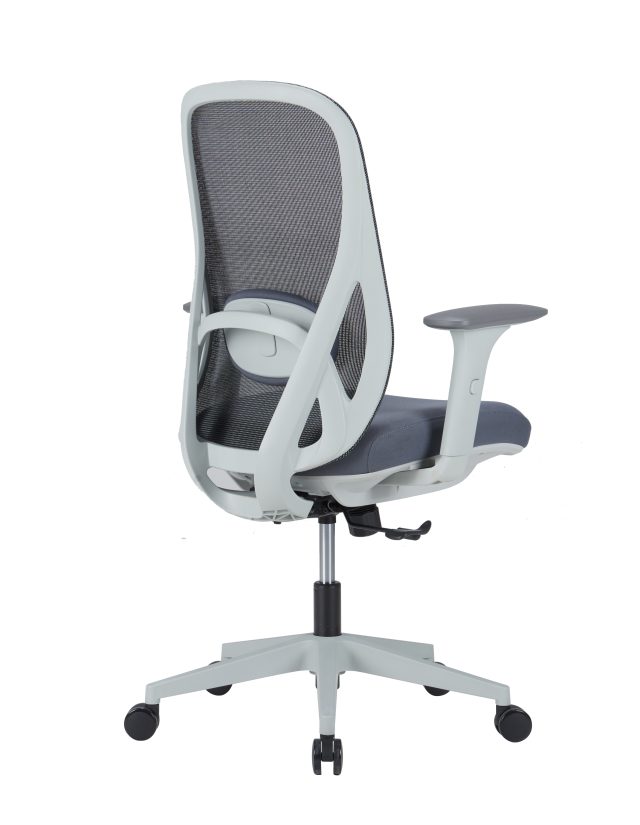 White Office Chair with Lumbar Support – Adjustable Headrest, Lumbar Support & Synchro Tilt