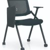 Black Foldable Study Chair With Wheels