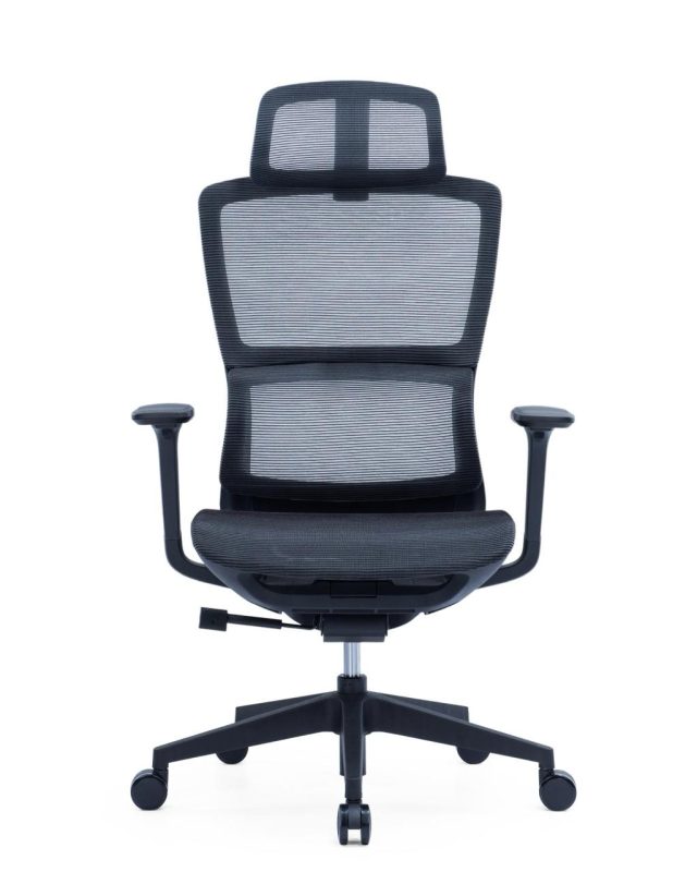 Ergonomic High-Back Black Mesh Office Chair with Adjustable Mesh Headrest & Armrests