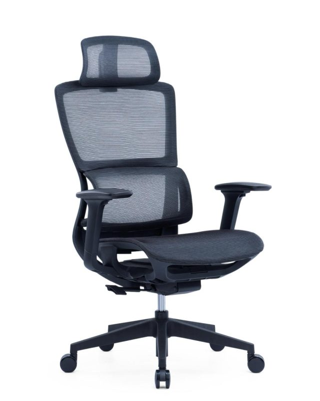 Ergonomic High-Back Black Mesh Office Chair with Adjustable Mesh Headrest & Armrests