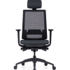 Modern Black Office Mesh Chair with Adjustable Headrest(High Back) & 3D Armrests