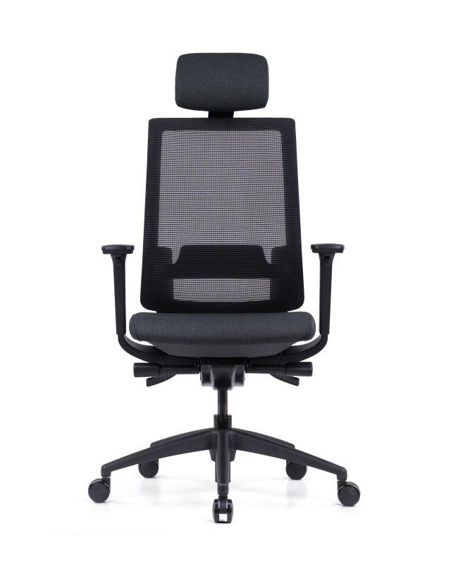 Modern Black Office Mesh Chair with Adjustable Headrest(High Back) & 3D Armrests