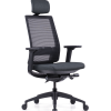 Modern Black Office Mesh Chair with Adjustable Headrest(High Back) & 3D Armrests