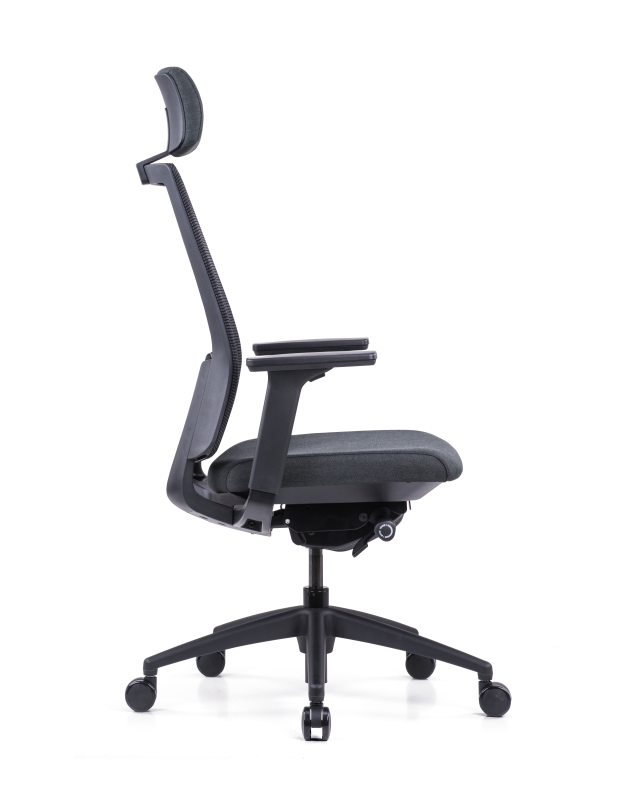 Modern Black Office Mesh Chair with Adjustable Headrest(High Back) & 3D Armrests