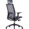 Modern Black Office Mesh Chair with Adjustable Headrest(High Back) & 3D Armrests