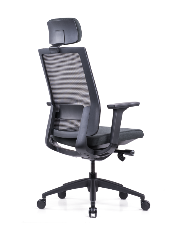 Modern Black Office Mesh Chair with Adjustable Headrest(High Back) & 3D Armrests